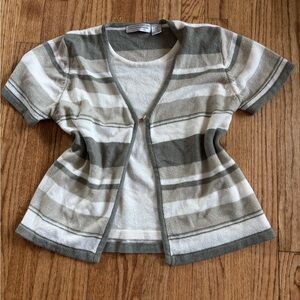 Green and Cream Knit Top/Cardigan